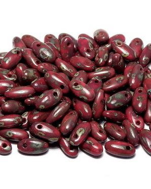 Margele Rizo, 2.5x6 mm, Opaque Red Picasso - 93200-43400