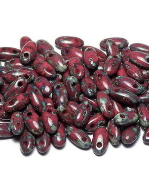Margele Rizo, 2.5x6 mm, Opaque Red Dark Travertin - 93200-86805