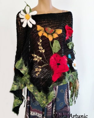 Vândut Sal din tricot fin cu flori de vara impaslite