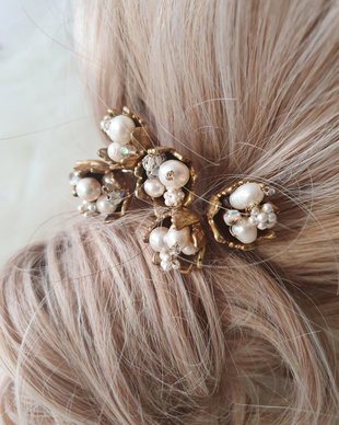 ALBERTINA /Set accesorii de păr cu perle naturale de cultură