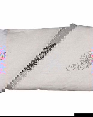 Perna decorativa din bumbac bej cu modele florale