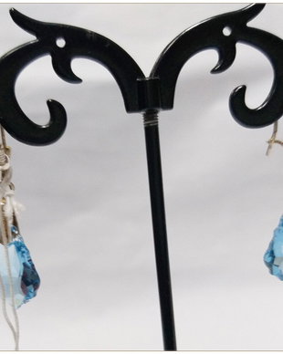 CERCEI-ARGINT 925 SI CRISTALE SWAROVSKI BLEU