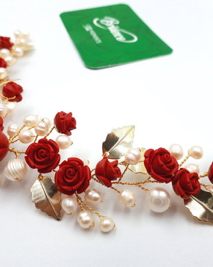 "Kiss me, Ruby" - Unicat, ghirlanda par, coronita nasa, accesoriu nunta