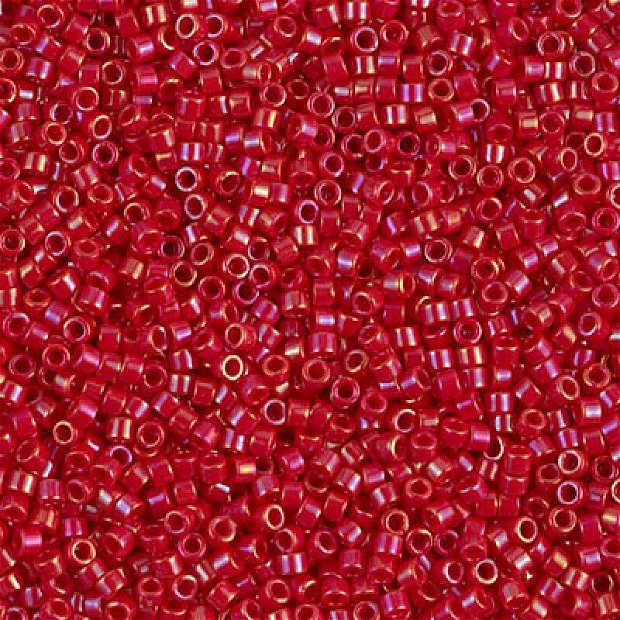 Margele Delica, 11/0, Opaque Red Luster AB-0214