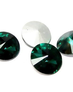 Cabochon din sticla, 14 mm, verde smarald