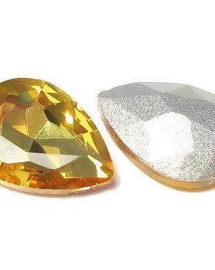 Cabochon din sticla, 25x18 mm, galben floarea soarelui