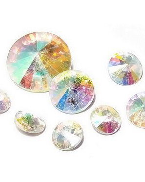 Cabochon din sticla, 8 mm, AB