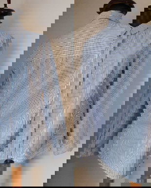 MANGO CAMASA BUMBAC STRIPE ALB ALBASTRU