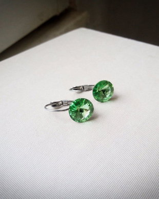 Cercei cu Swarovski verde 1