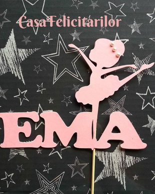 Toppers tort personalizat cu nume - Balerina