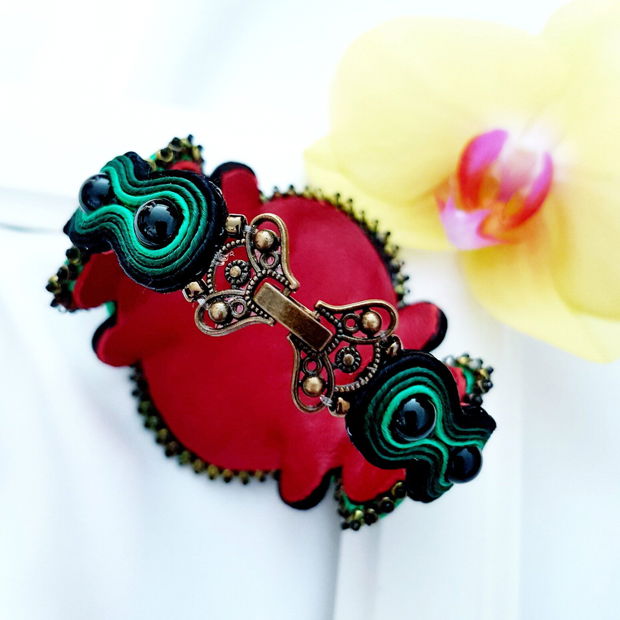 Brățara soutache jad verde