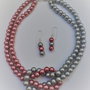 Set bijuterii handmade,colier,bratara si cercei din perle de sticla