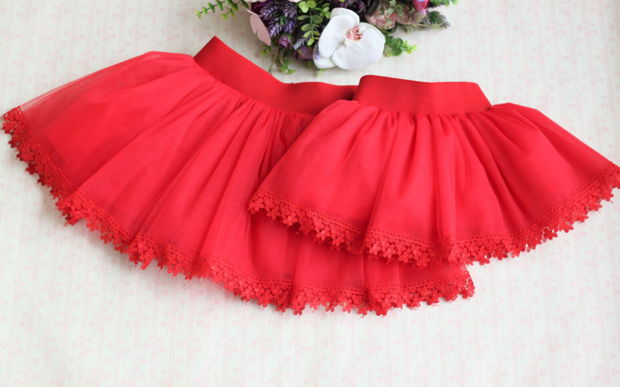 Set Tutu Rosu Mama Fiica, Fuste Tulle Rosii Asortate