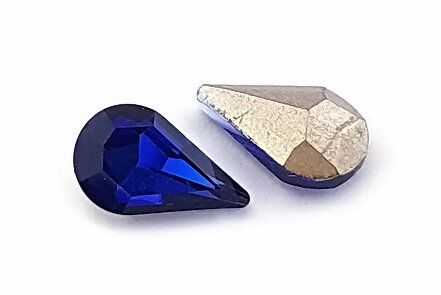 Cabochon din sticla, lacrima, 10x6 mm, safir