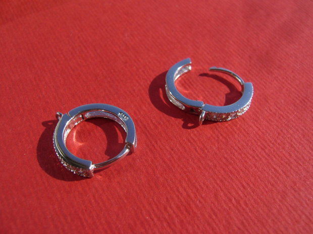 Tortite cercei cu inchidere din argint .925 rodiat cu zirconii aprox 3x13x14 mm (cu anoul)