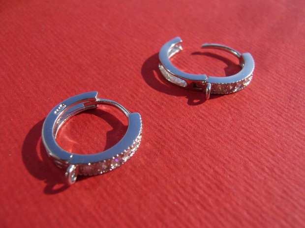 Tortite cercei cu inchidere din argint .925 rodiat cu zirconii aprox 3x13x14 mm (cu anoul)