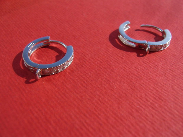 Tortite cercei cu inchidere din argint .925 rodiat cu zirconii aprox 3x13x14 mm (cu anoul)