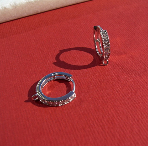 Tortite cercei cu inchidere din argint .925 rodiat cu zirconii aprox 3x13x14 mm (cu anoul)