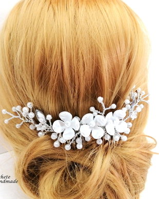 Pieptan de par cu floricele Accesoriu de par mireasa