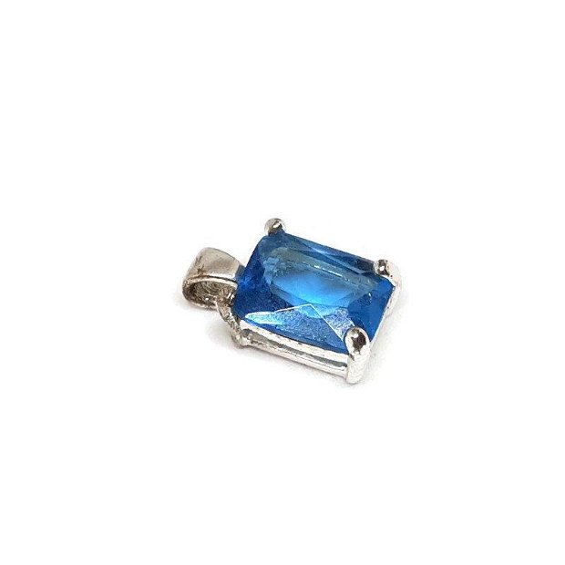 Pandantiv cristal, dreptunghiular, albastru 16x8mm