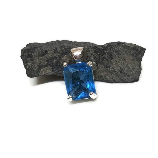 Pandantiv cristal, dreptunghiular, albastru 16x8mm