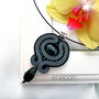 Pandantiv soutache cenușiu cu onix si cristal