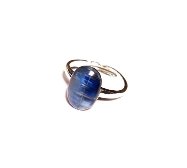 Inel Kianit si Argint 925 - IN705 - Inel albastru oval, inel pietre semipretioase, cristale vindecatoare, inel reglabil delicat