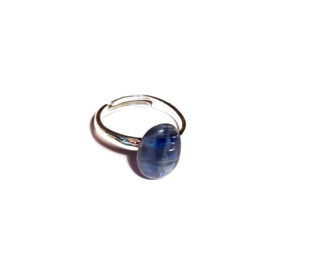Inel Kianit si Argint 925 - IN705 - Inel albastru oval, inel pietre semipretioase, cristale vindecatoare, inel reglabil delicat