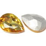 Cabochon din sticla, lacrima, 30x20 mm, galben floarea soarelui