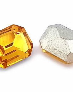 Cabochon din sticla, octogonal, 10x8 mm, galben floarea soarelui