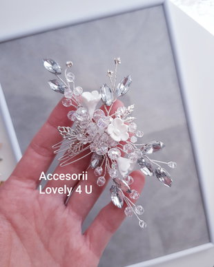 Delly *Accesoriu par mireasa , Accesoriu floral cu cristale și pietricele
