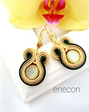 Cercei soutache verde-oliv-mustar