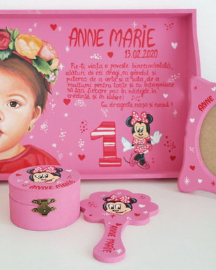 Set Mot pictat cu portret si Minnie Mouse