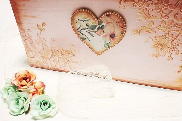 Cufar dar nunta, tema florala, roz perlat