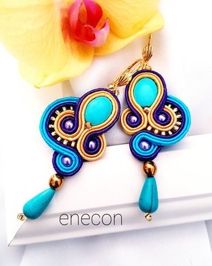Cercei soutache turcoaz