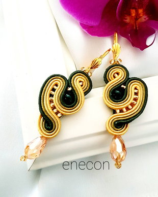 Cercei soutache verde-oliv