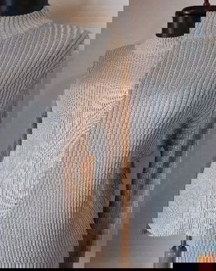 PULOVER FIR LAME ARGINTIU