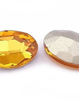 Cabochon din sticla, oval, 8x6 mm, galben floarea soarelui