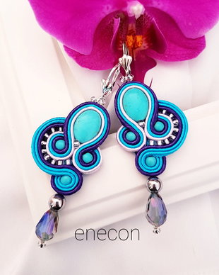 Cercei soutache turcoaz-mov-lila-argintiu