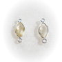 (2 bucati) Link oval alungit MIC din citrin fatetat in rama de argint .925 (India - lucrat manual) aprox 3x6x16 mm (cu anourile)