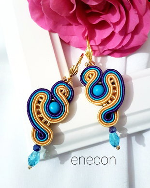 Cercei soutache turcoaz-mov-auriu