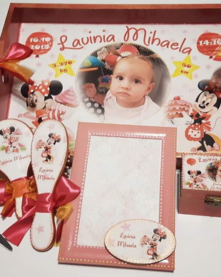Set tava mot fetite, tema Minnie, cu poza