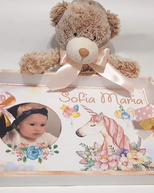 Set tava mot fetite, tema Unicorn, cu poza