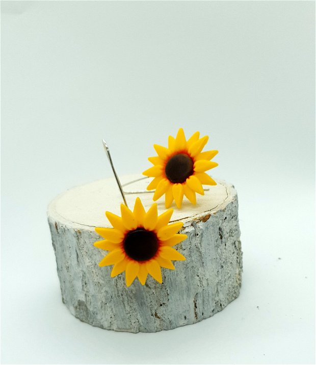 Cercei floarea-soarelui, tortite argint