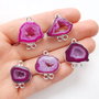 Triplu - Link free form cu agat druzy - magenta