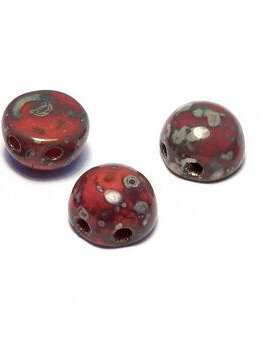 Cabochon, 2 siruri, 6 mm, Opaque Red Picasso - 93180-43400