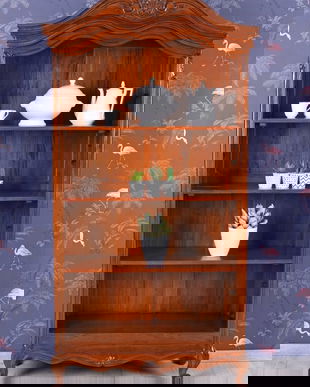 Biblioteca  impozanta din lemn masiv mahon cu decoratiuni deosebite