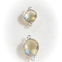 (2 bucati) Link oval MEDIU din citrin fatetat in rama de argint .925 (India - lucrat manual) aprox 5x10x17 mm (cu anourile)