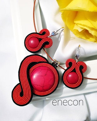 Set soutache rosu si negru