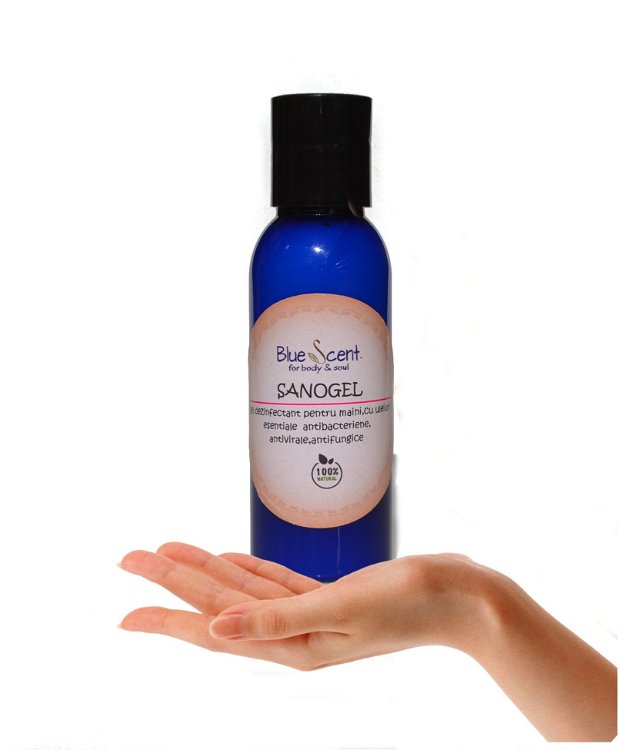 SanoGel-gel dezinfectant pentru maini cu uleiuri esentiale si aloe -BlueScent